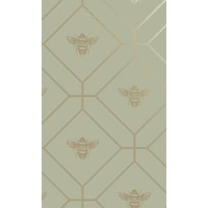 Green Honey Comb in Geometric Design Shelf Liner Non- Woven Non-Pasted Wallpaper Double Roll (57 sq. ft.)