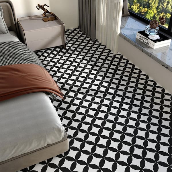 Black Geometric 7. 87 x 7. 87 in. Peel and Stick Backsplash, Vinyl Wall Sticker for Kitchen, Bathroom (10-Sheet/Box)
