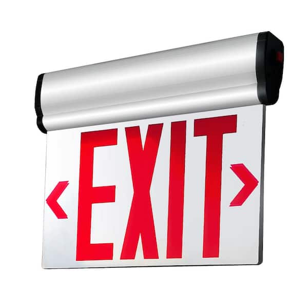 RUN BISON 14-Watt Equivalent Integrated LED Red Exit Sign With Ni-Cad 4.8-Volt Battery