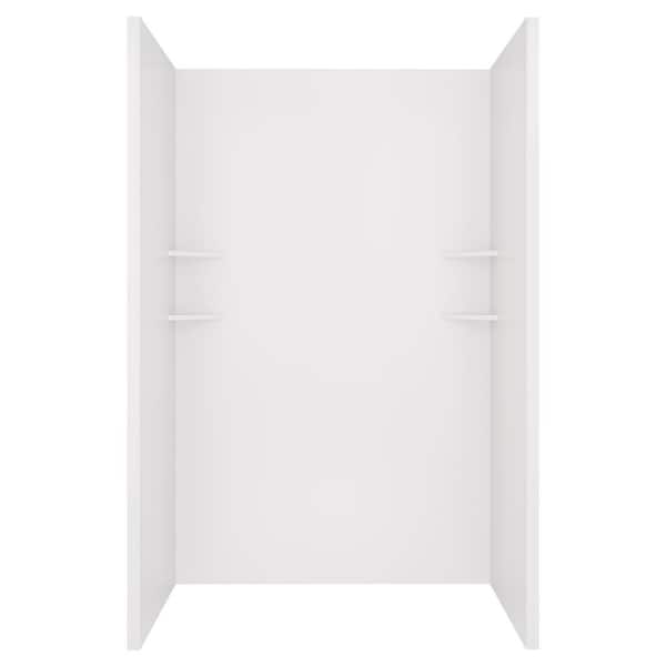 60 in. x 98 in. 1-Piece Glue-Up Alcove Back Shower Wall in Dove White