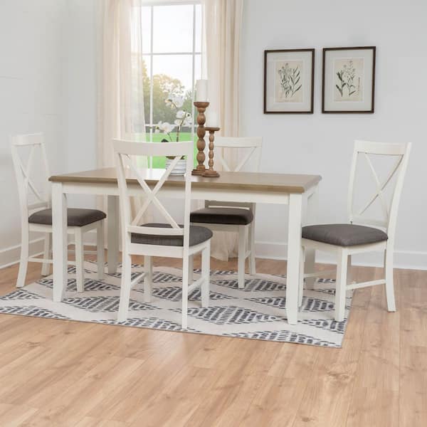 Linon Home Decor Twyla 5-Piece Rectangle Vanilla White and Taupe