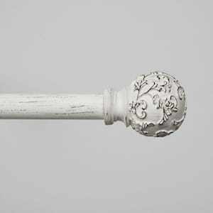 Vine 36 in. - 72 in. Adjustable 1 in. Single Curtain Rod Kit in Distressed White with Finial