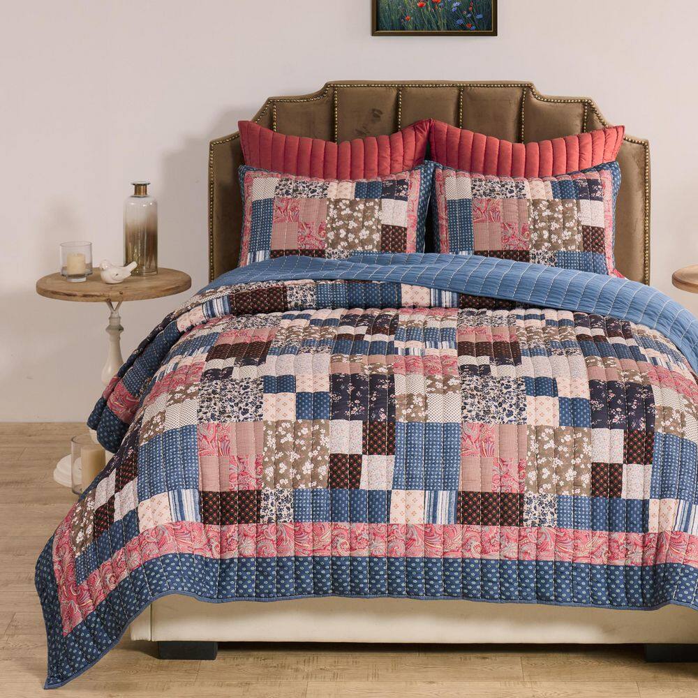 Shiloh 3-Piece Patchwork Calico Cotton Blend Full/Queen Quilt Set price history on PriceWatchPro