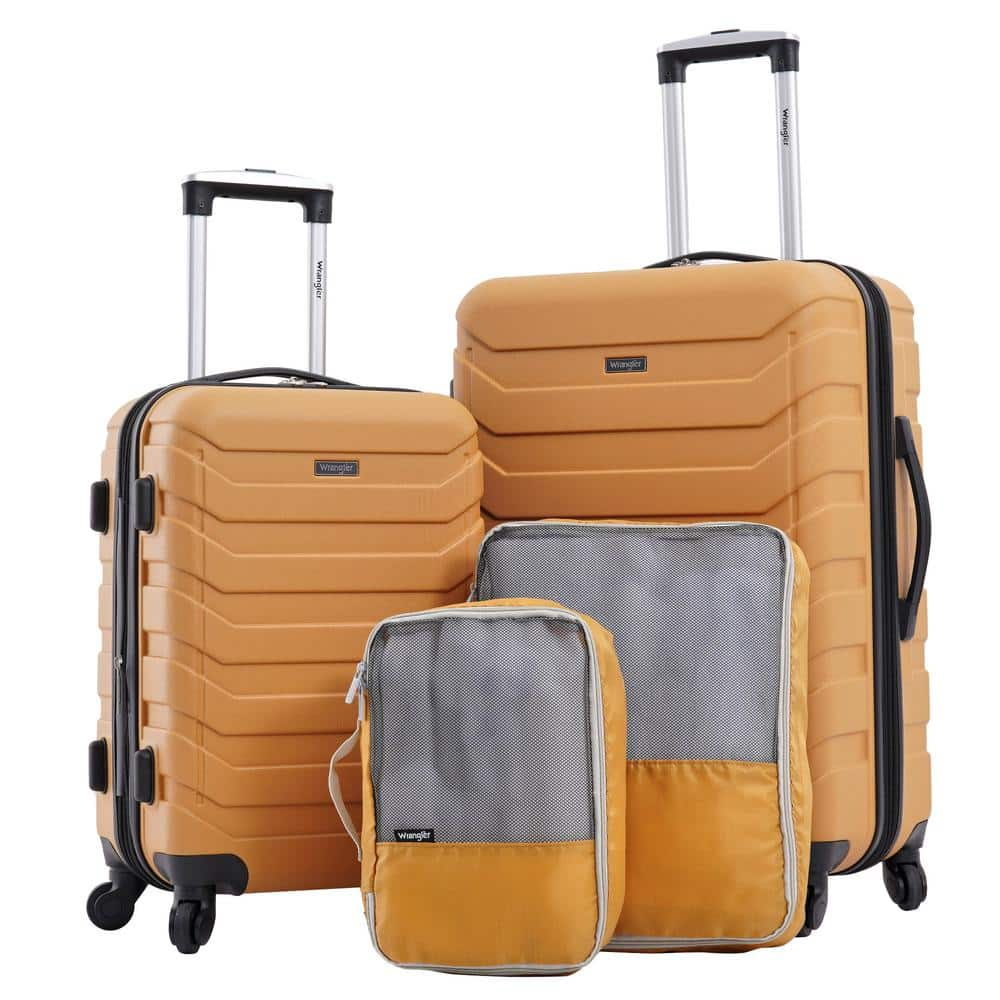 Wrangler 4-Piece Taupe Hardside Verticals and 2-Packing Cubes Luggage ...