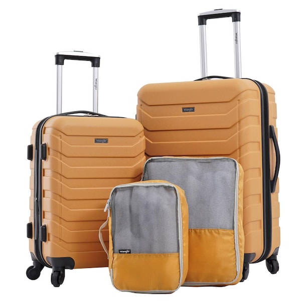 Wrangler 4-Piece Taupe Hardside Verticals and 2-Packing Cubes Luggage Set
