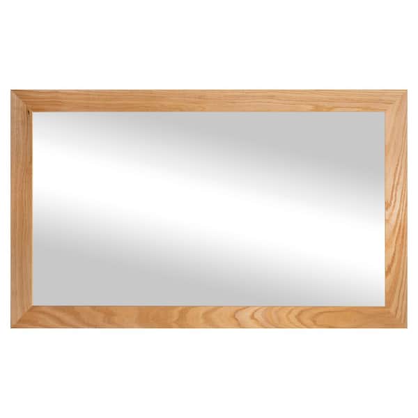 3 in Natural Frame (48 in. W x 33 in. H) Oak Hardwood Rectangle Wall Mirror