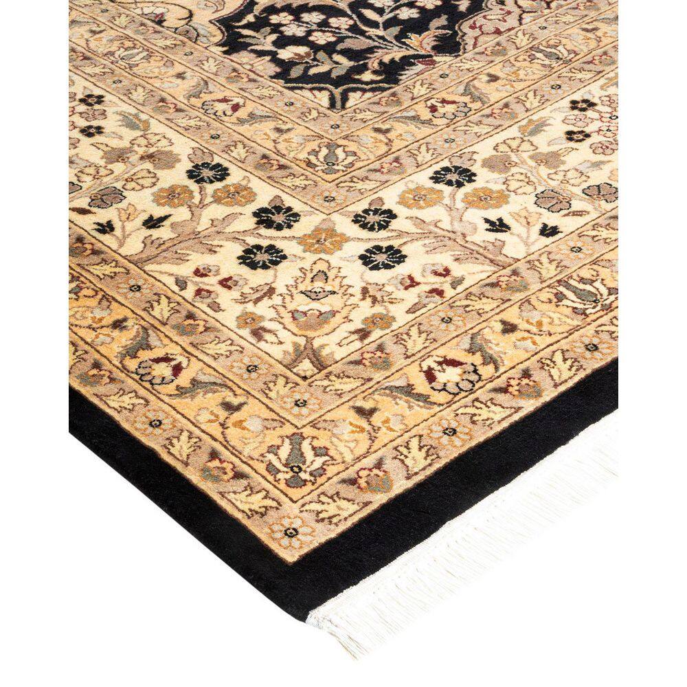 Hand-Knotted Black Wool Oriental 9' x 12' Area Rug