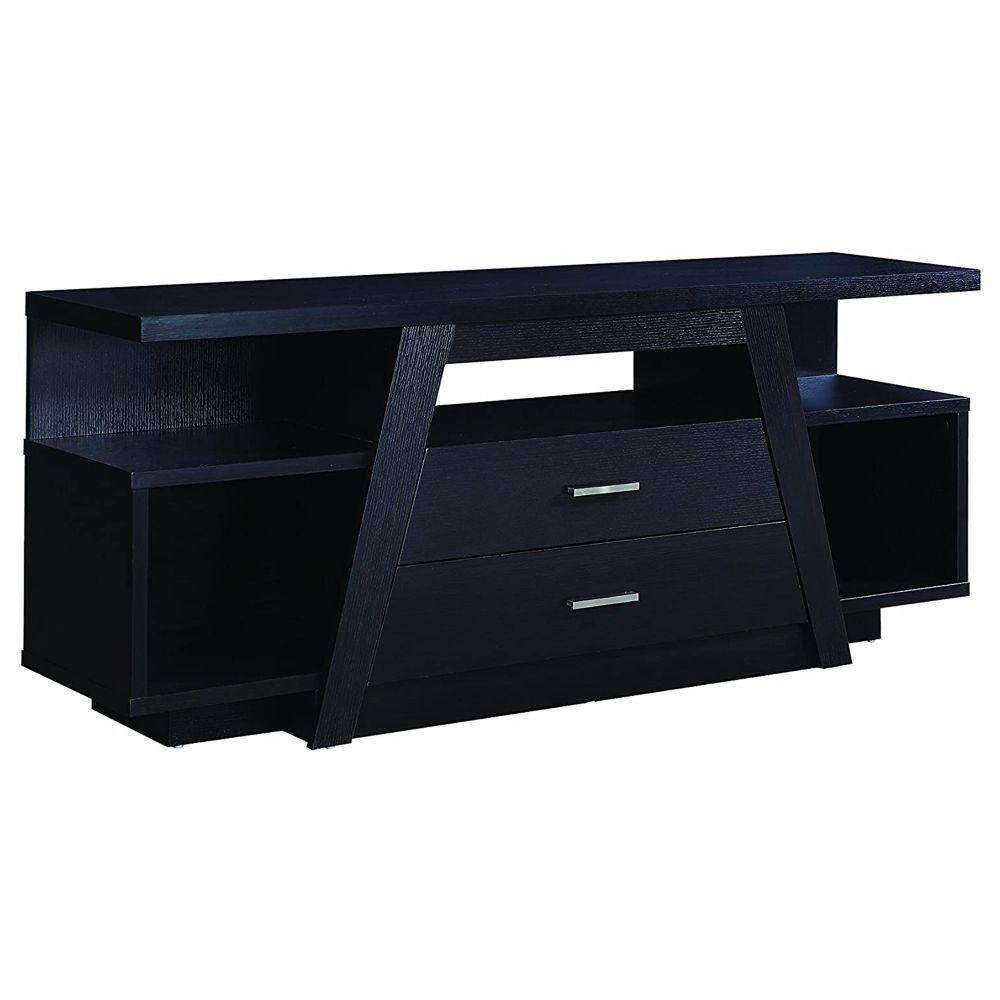 Benjara 60 in. Black Wood TV Stand with 2 Drawer Fits TVs Up to 42 in