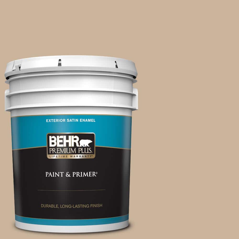 BEHR PREMIUM PLUS 5 gal. PPU407 Mushroom Bisque Satin Enamel Exterior