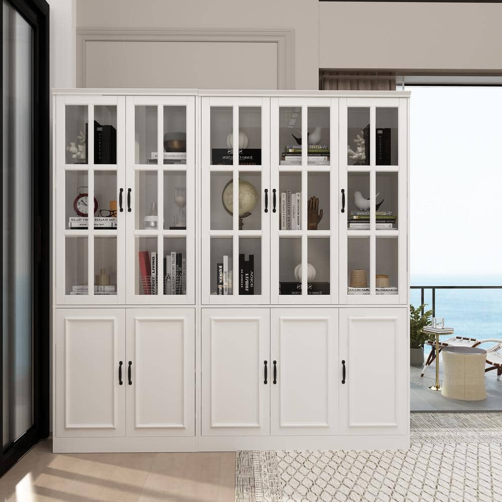 FUFU&GAGA 78.7 in. W x 78.7 in. H 2-in-1 Wood White Standard