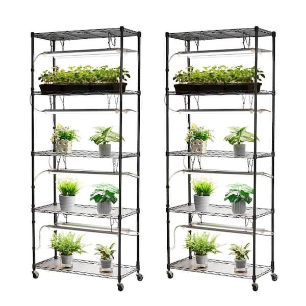 DIY Plant Shelf, 71 in. Tall Indoor Stand, 192W Full Spectrum 5000K Lighting for Seed Starting, Flower Pot Organization