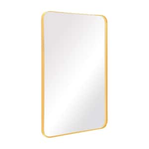 24 in. W x 36 in. H Rectangular Aluminum Alloy Framed Rectangle Gold Wall Mirror