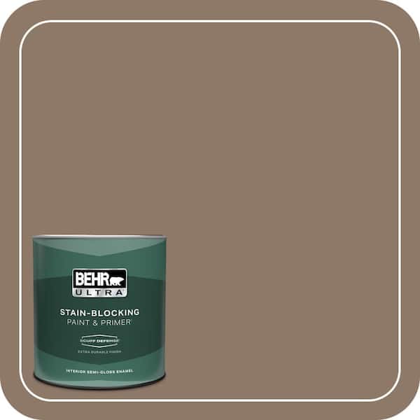 BEHR ULTRA 1 qt. #PPU5-05 Coconut Shell Extra Durable Semi-Gloss Enamel Interior Paint & Primer