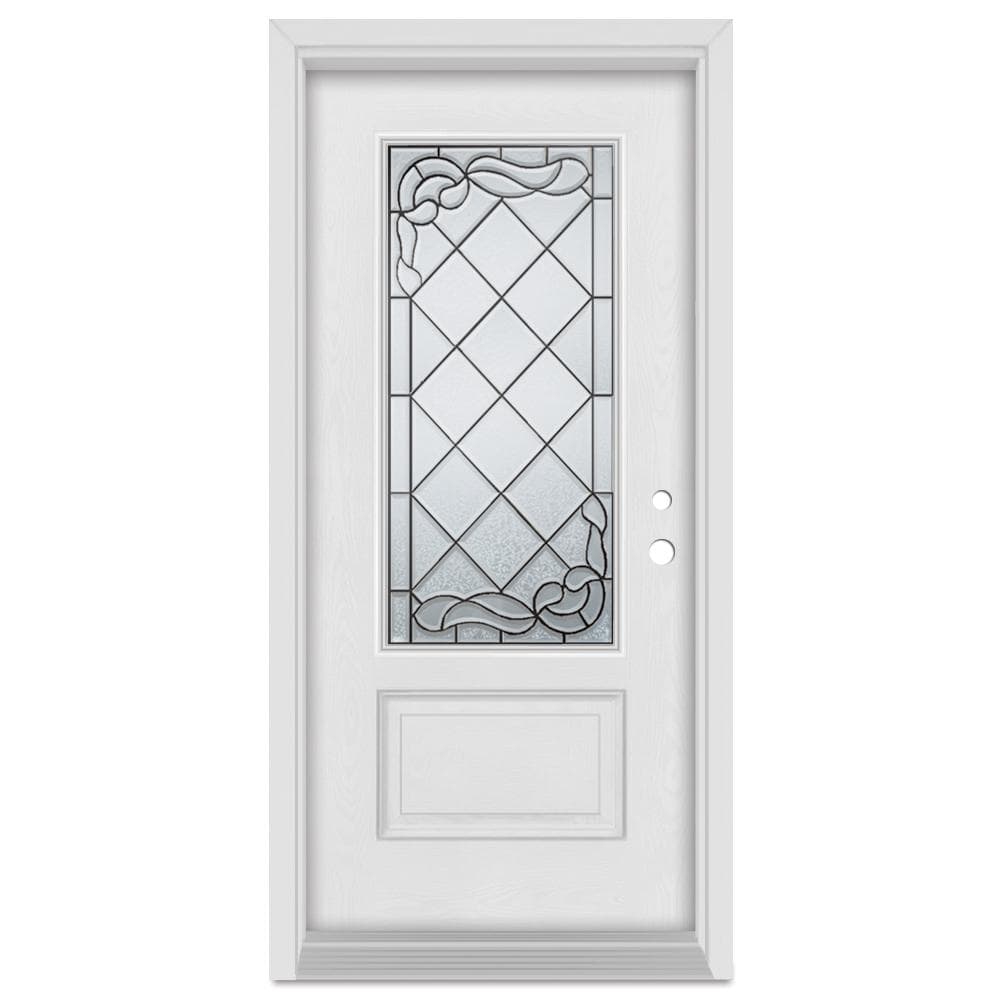 32 in. x 80 in. Art Deco Left-Hand 3/4 Lite Patina Finished Fiberglass Mahogany Woodgrain Prehung Front Door price history on PriceWatchPro
