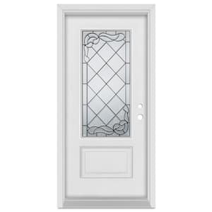 32 in. x 80 in. Art Deco Left-Hand 3/4 Lite Patina Finished Fiberglass Mahogany Woodgrain Prehung Front Door