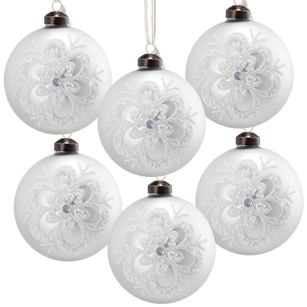 3.9 in. Glass Decorative Hanging Christmas Ball Ornaments Garden Statue for