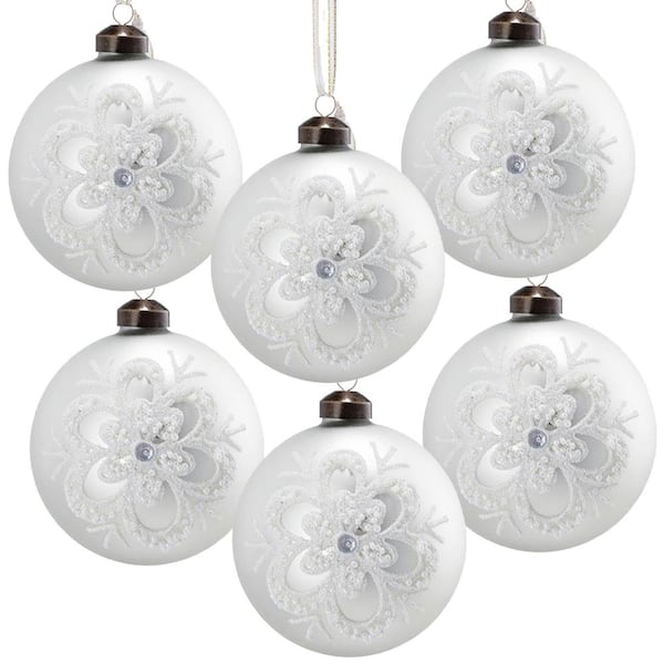 Unbranded 3.9 in. Glass Decorative Hanging Christmas Ball Ornaments Garden Statue for Holiday Party (6-Pack)
