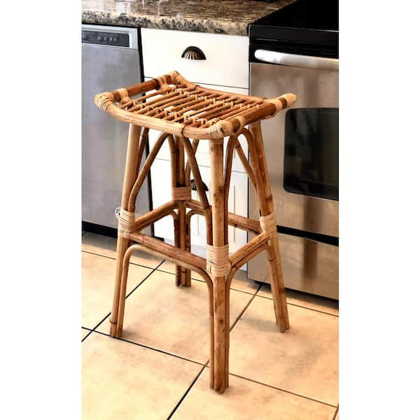 South Bay Wicker Rattan Bar Stool 32 in. H ( in. SH) in Natural Brown  RTN 020 - The Home Depot