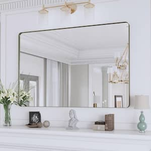 48 in. W x 32 in. H Rectangular Framed Wall Mounted Bathroom Vanity Mirror in Brushed Bronze