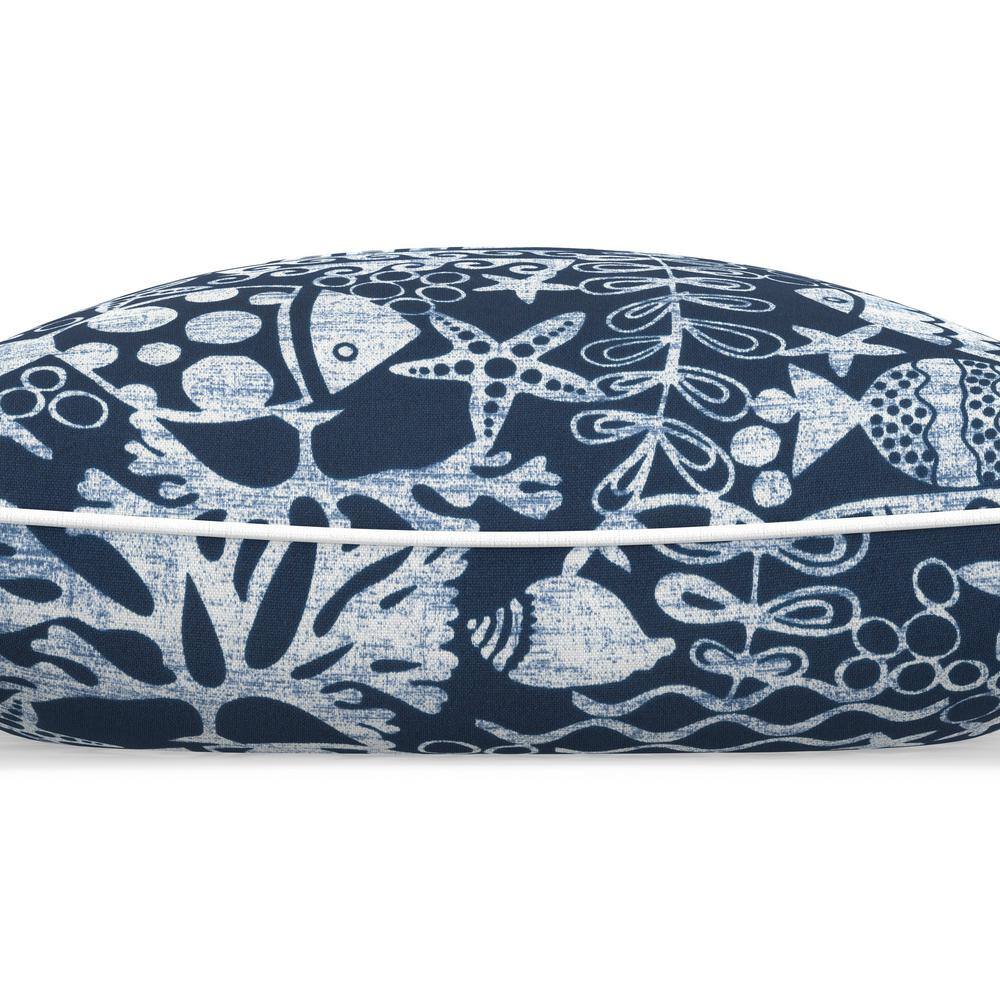 Nautical Navy and White Rectangular Outdoor Throw Pillow Set