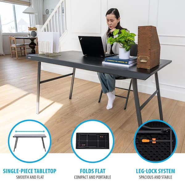Lifetime 60 in. L Rectangle Black Resin Top Work From Home Desk