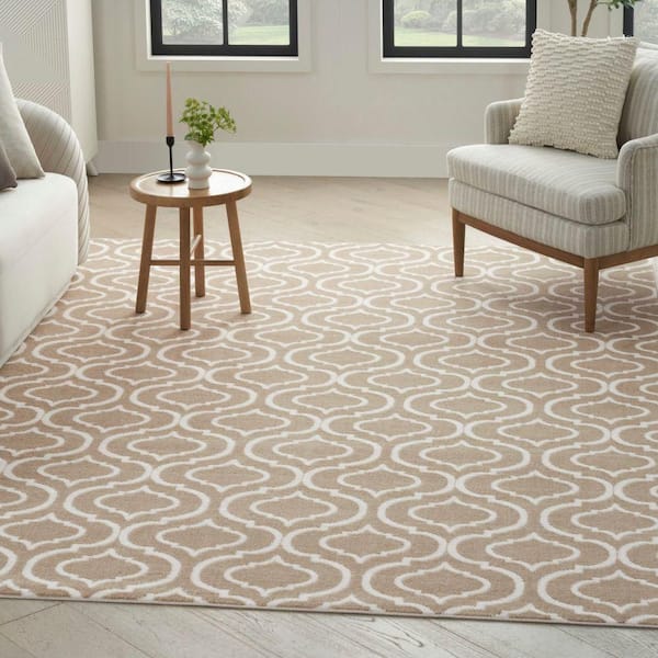 Jubilant Taupe 5 ft. x 7 ft. Trellis Transitional Area Rug