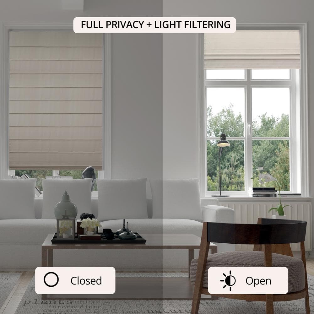 Ridgewood Cream Cordless Fabric Roman Blackout Shade 36" x 72"