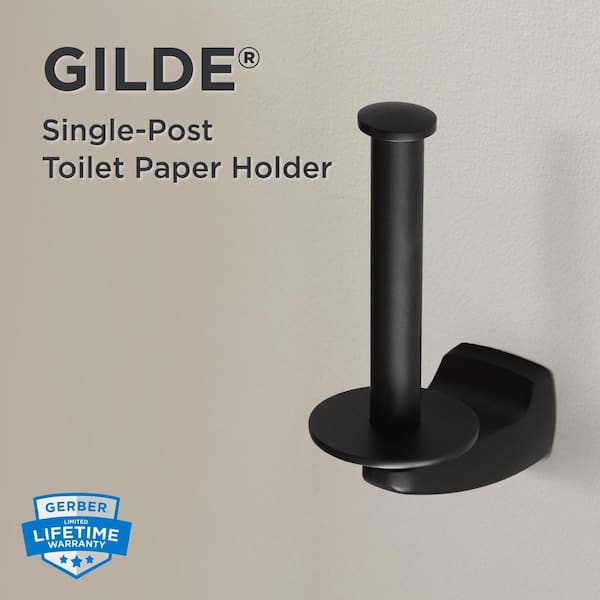Gilde Wall-Mount Single Post Toilet Paper Holder in Satin Black