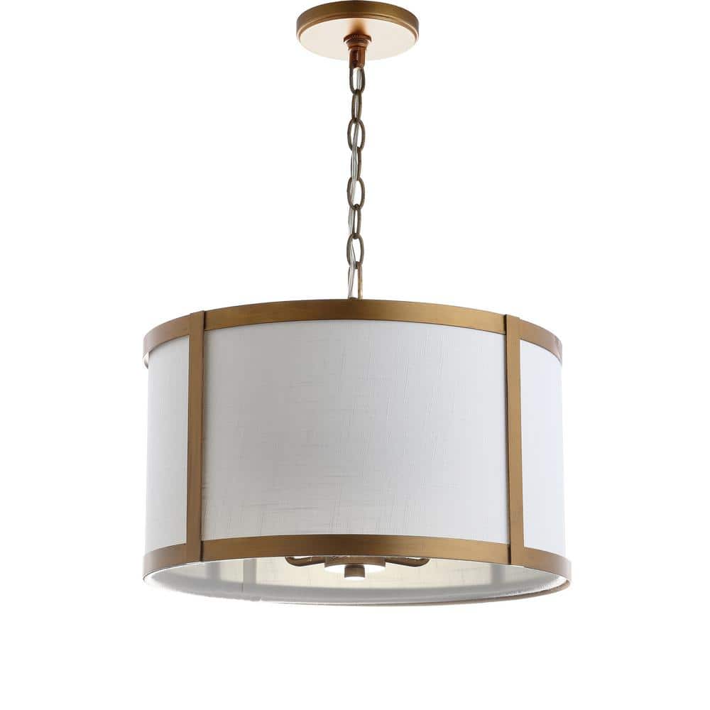 Thatcher Transitional LED Drum Pendant Light - Gold and White