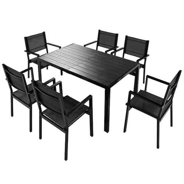 Unbranded Hot Selling 7-Piece Metal Outdoor Patio Conversation Set with Table for for Patio, Balcony, Backyard, Black