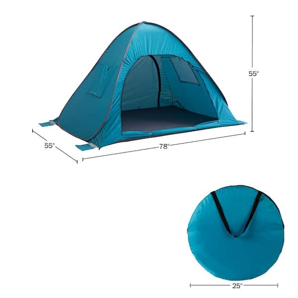 Pop Up Beach Tent with UV Protection Water and Wind Resistant Double-Door  Sun Shelter for Outdoor Events, Blue