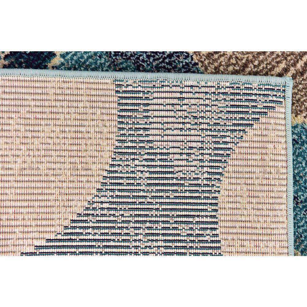 Navy Blue Abstract Synthetic 4' x 6' Stain-Resistant Rug