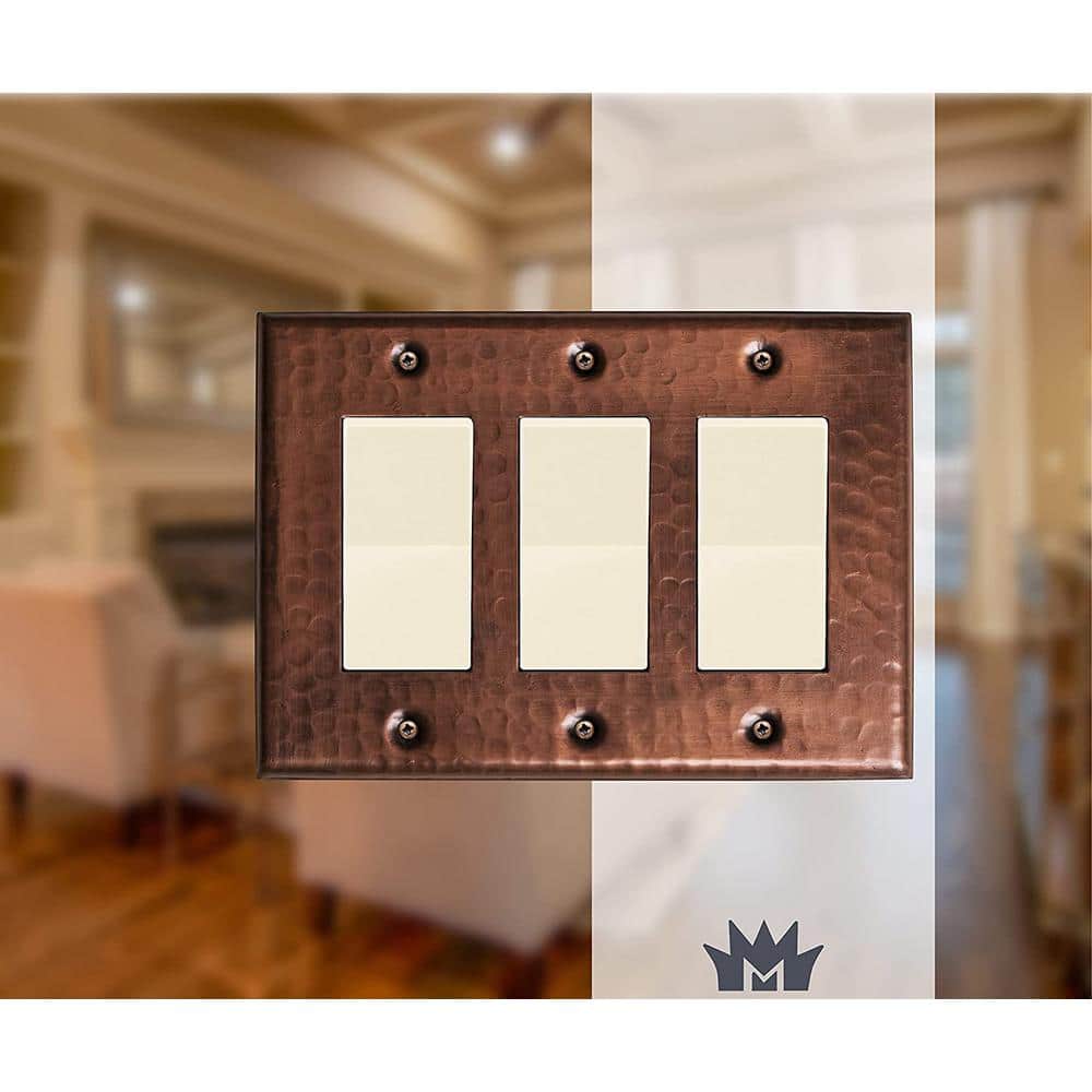 Hand Hammered Copper Triple Rocker Wall Plate
