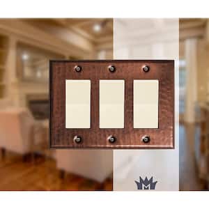 Pure Copper Hand Hammered Triple Rocker Wall Plate