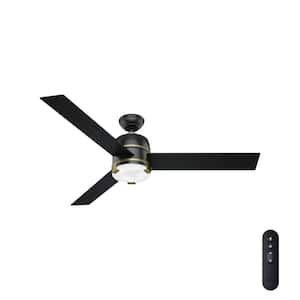 Bureau 60 in. LED Indoor Matte Black Ceiling Fan with Integrated Light Kit and Handheld Remote Control