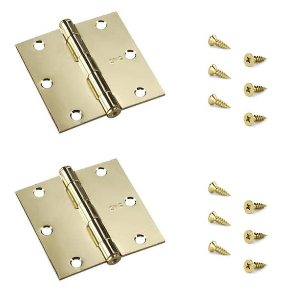Onward 3 in. x 3 in. Brass Full Mortise Butt Hinge with Removable Pin (2-Pack)