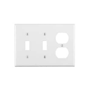 3-Gang White 2-Toggle / 1-Duplex Outlet/Receptacle Plastic Standard Wall Plate (1-Pack) 88021-W