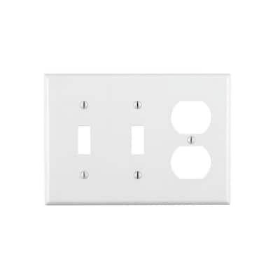 White 3-Gang 2-Toggle/1-Duplex Wall Plate (1-Pack)