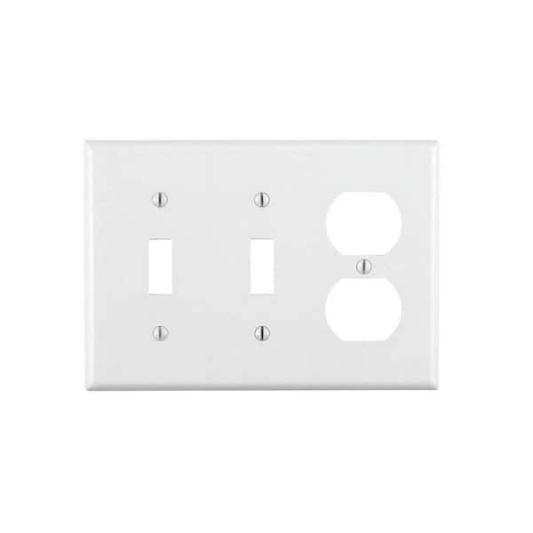 Leviton White 3-Gang 2-Toggle/1-Duplex Wall Plate (1-Pack)