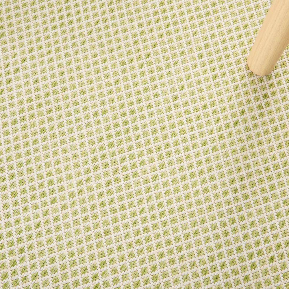 Courtyard Charm Ivory Green Geometric 8' x 10' Easy-Care Rug