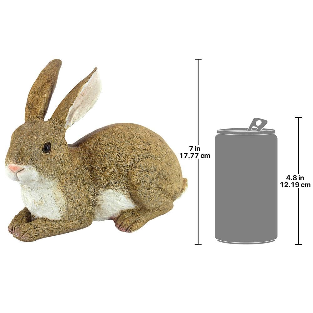 Hand-Painted Brown and White Resin Bunny Garden Statue