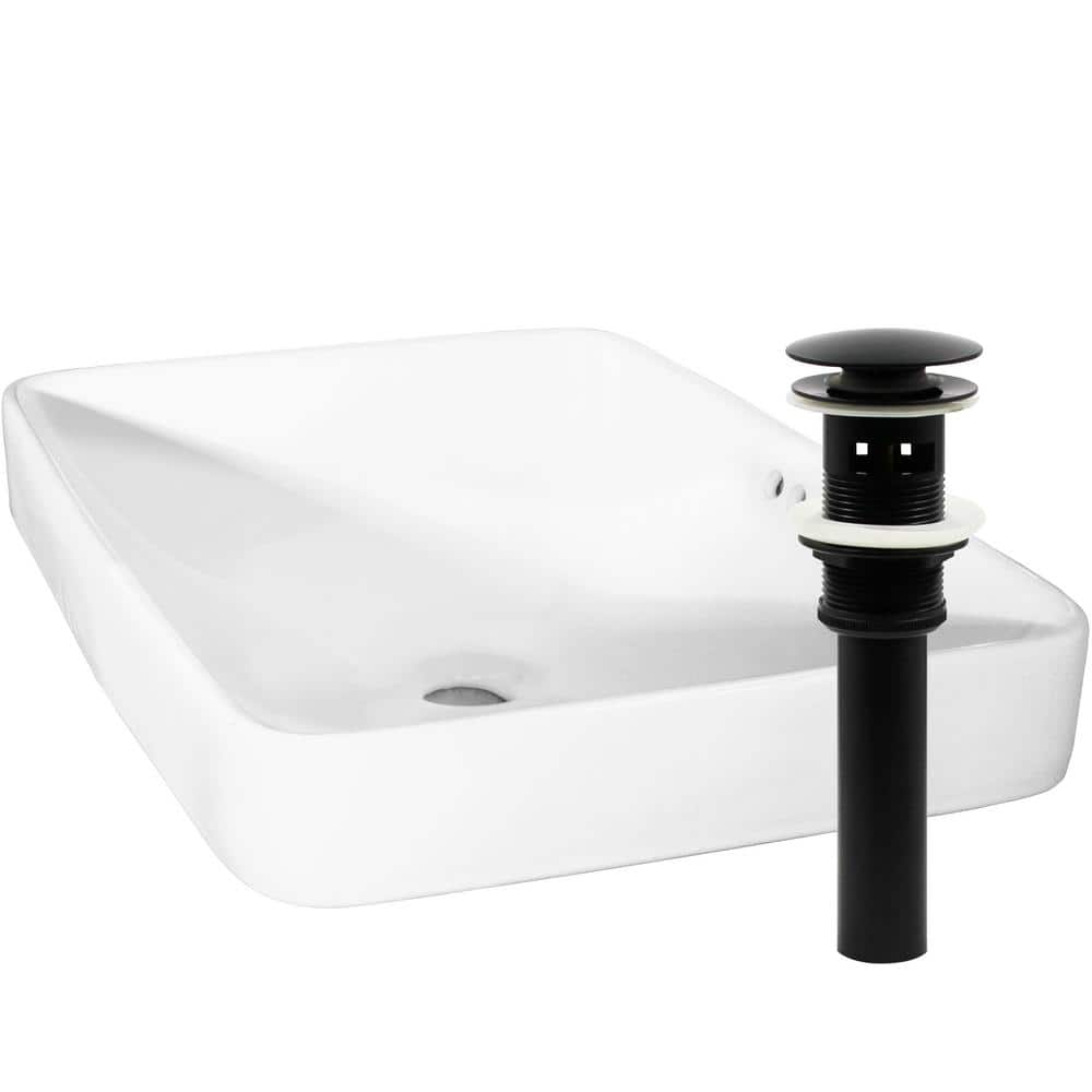 Novatto Rectangular 23 In Drop In Porcelain Bathroom Sink In White