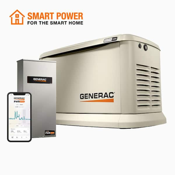 Generac Guardian 24 000 Watt Air Cooled Standby Generator With Wifi And 200 Amp Pwrview Transfer Switch 7210 The Home Depot