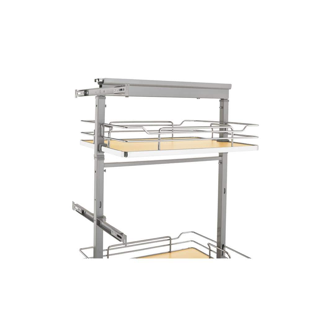 Maple and Chrome Adjustable Pull Out Pantry System