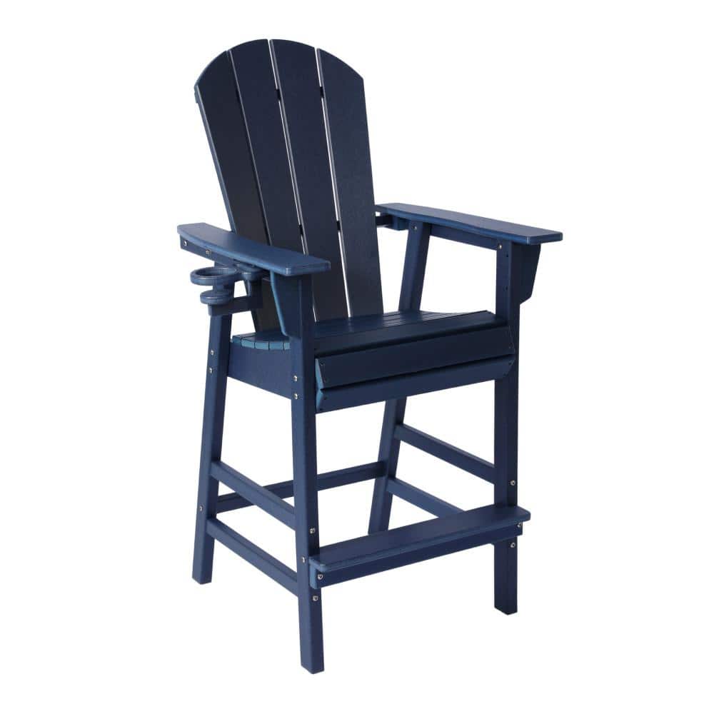 Laguna Fade Resistant Outdoor Patio HDPE Adirondack Bar Height Dinning Chair with Cup Holder, Navy Blue price history on PriceWatchPro