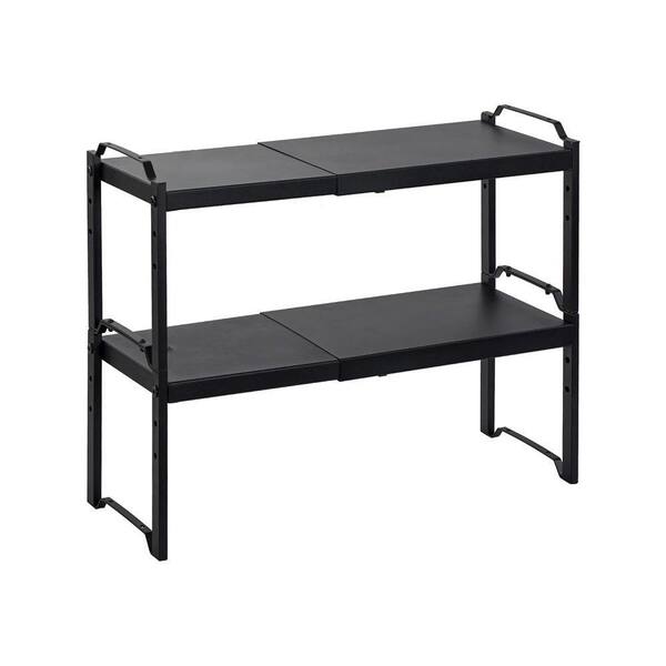 Lynzavix Expandable 2-Shelf Black Adjustable Stackable Metal