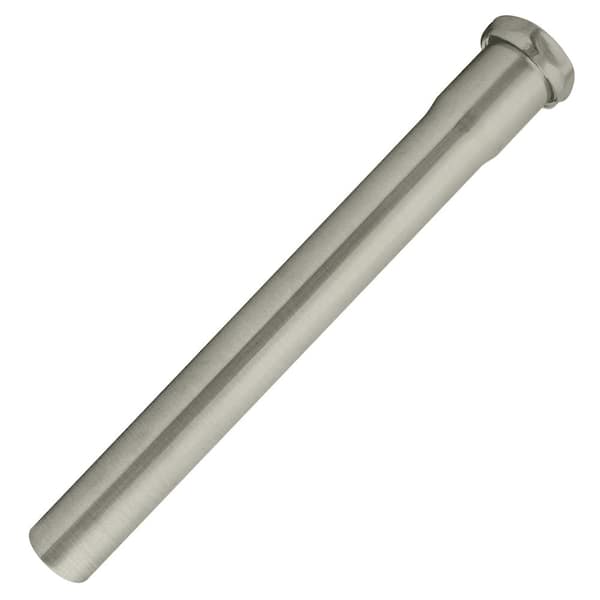 Westbrass 1-1/4 in. x 12 in. Brass Slip Joint Extension Tube in Satin Nickel