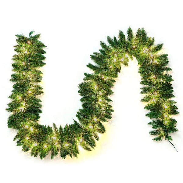 9 ft. Christmas Garland Prelit with 50 Count Light, Plug in Lighted for Indoor and Outdoor Decor