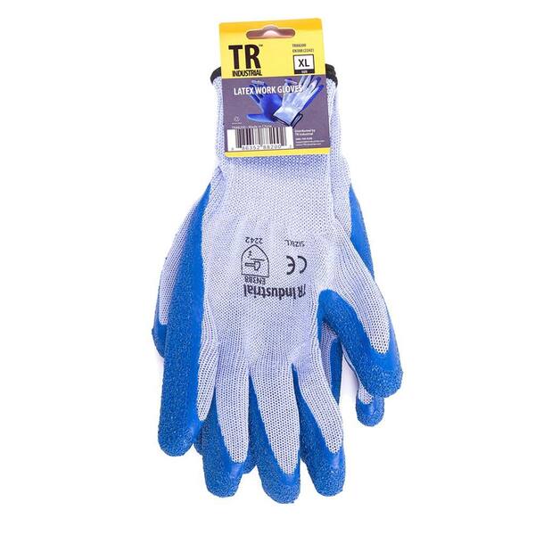 TR Industrial X-Large Polyester Base Latex Coated Smooth Grip Working Gloves