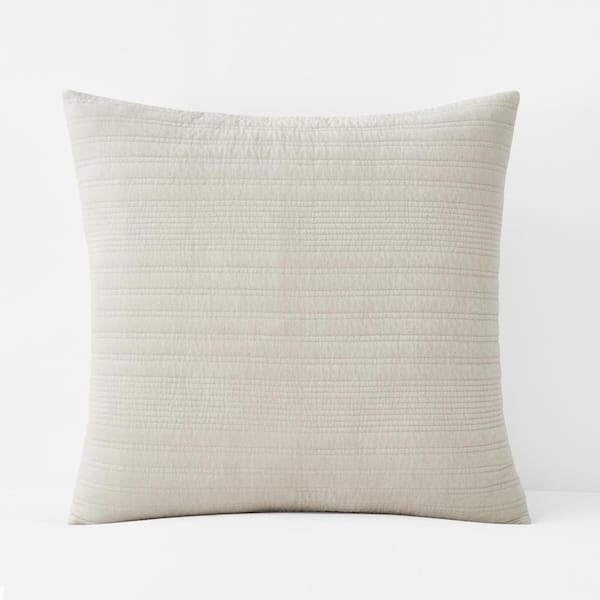 The Company Store Legends Luxury Line Stitch Velvet Light Sand Cotton Euro Quilted Sham